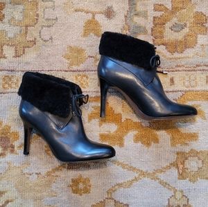 Coach Black Heeled Booties w/ Fur Cuffs Sz 11